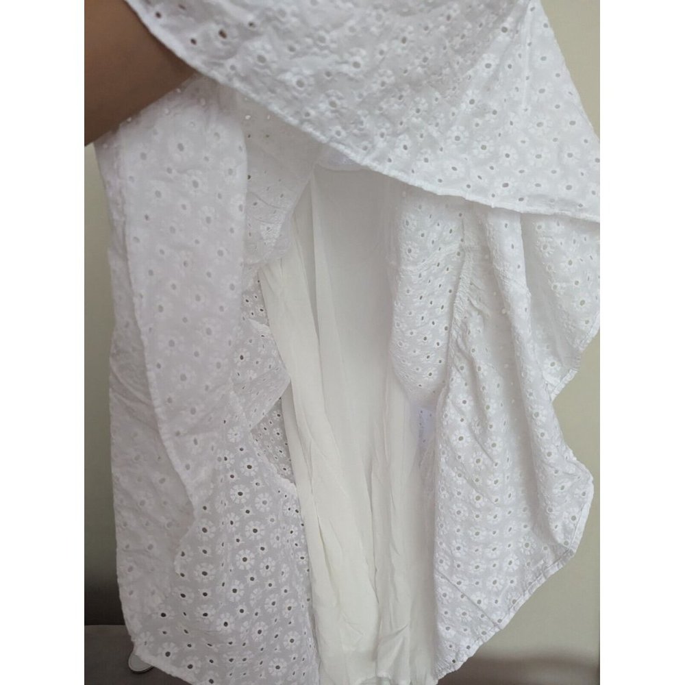 ZARA $99NWT WOMAN V-NECK OPENWORK EMBROIDERED MIDI DRESS WHITE ZIP | 3384/916 - Picture 10 of 11
